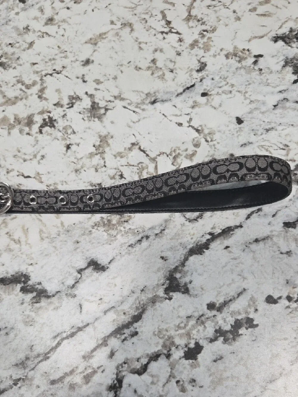 Coach Signature Monogram Canvas Belt in Black and Gray